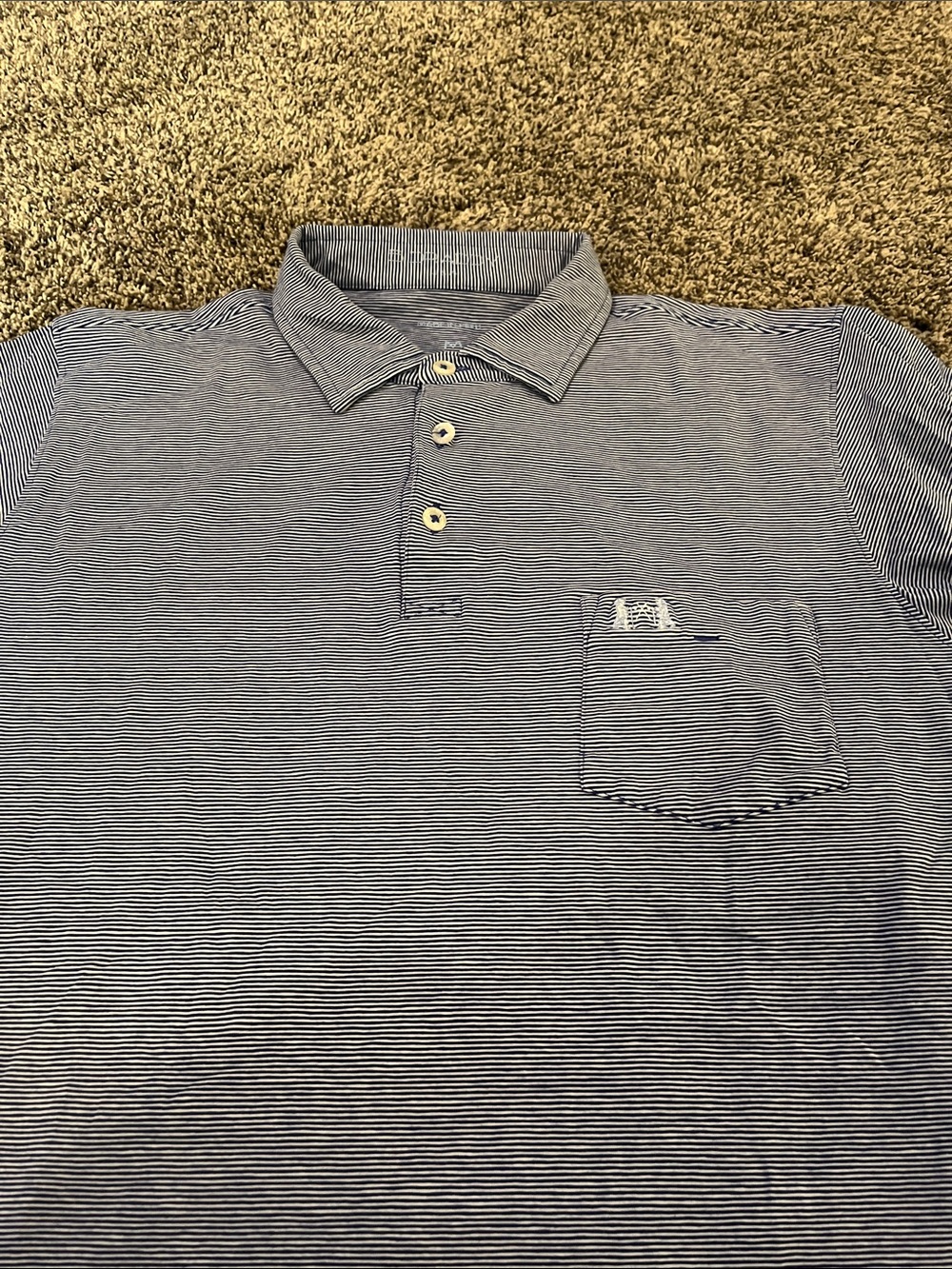 National golf Links of America! Men's Striped Pocket Polo Shirt - Navy /White. M - Picture 2 of 7